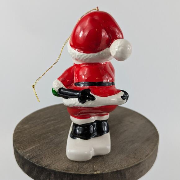 Vintage Santa Claus Christmas Ornaments Ceramic Taiwan Ski Sled Christmas Tree - Picture 13 of 16